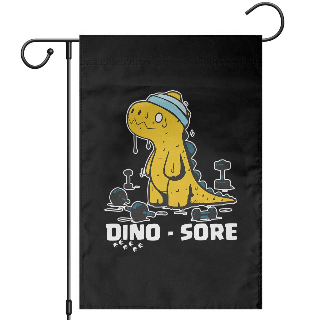 Dino Sore Garden Flag Funny Dinosaur Workout Gift - Wonder Print Shop
