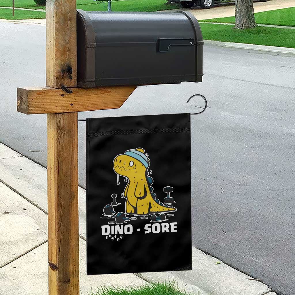 Dino Sore Garden Flag Funny Dinosaur Workout Gift - Wonder Print Shop