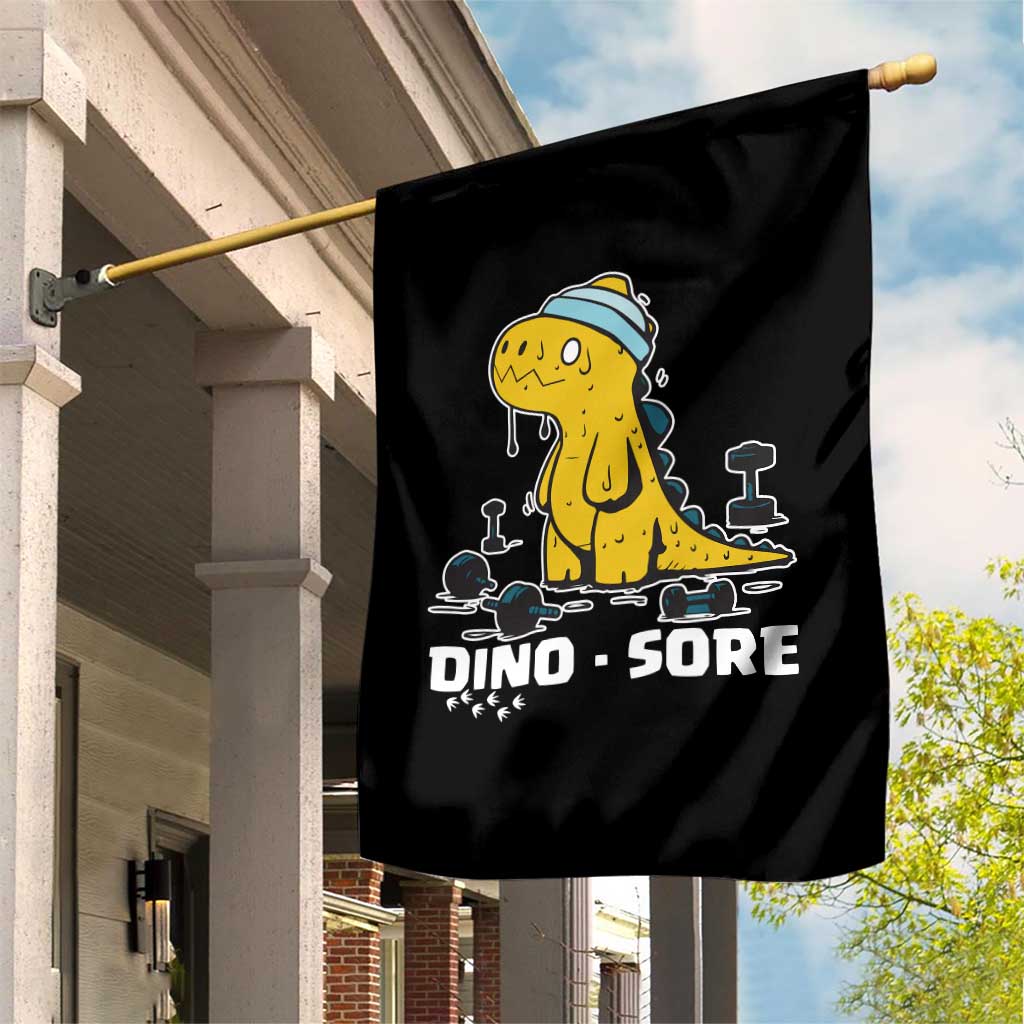 Dino Sore Garden Flag Funny Dinosaur Workout Gift - Wonder Print Shop