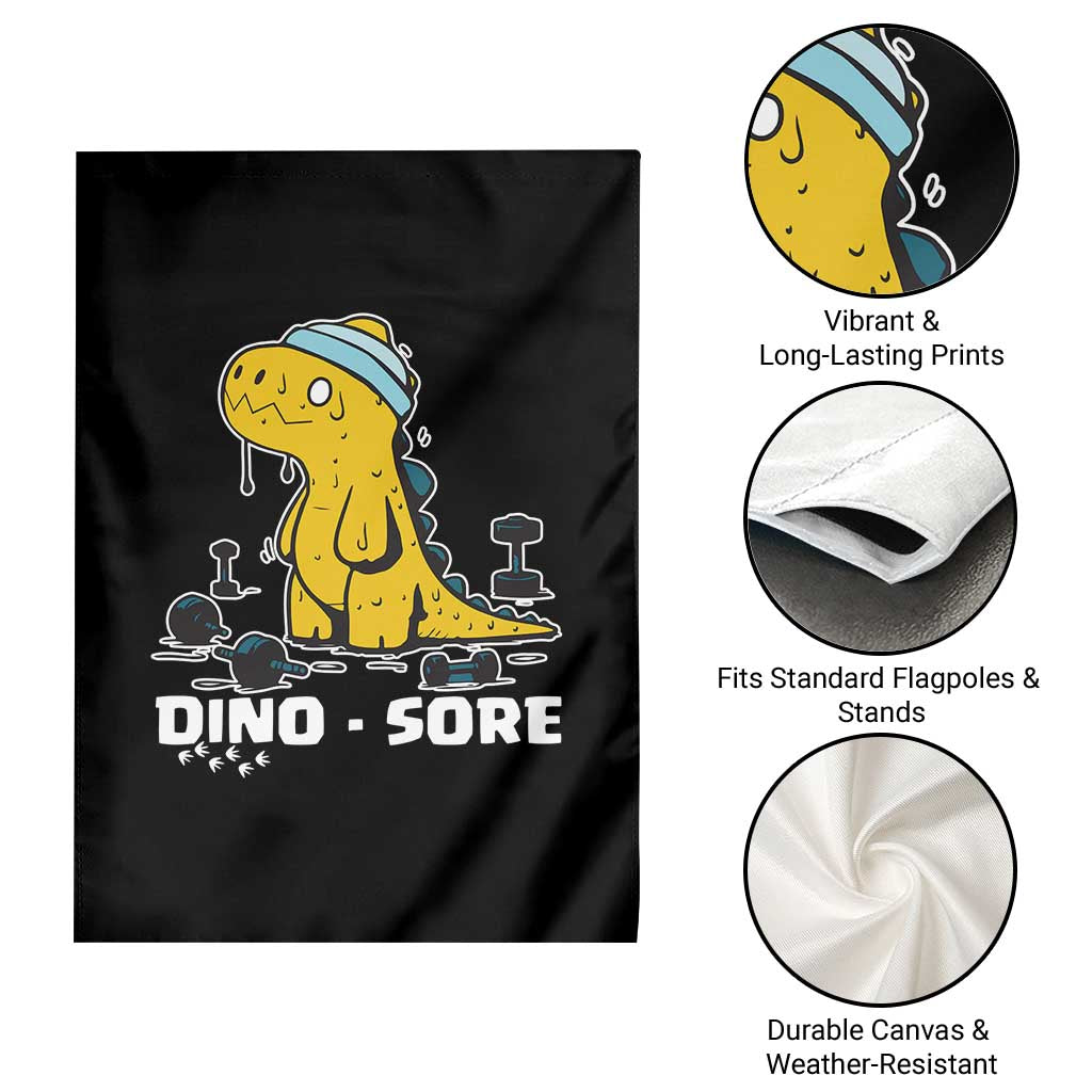 Dino Sore Garden Flag Funny Dinosaur Workout Gift - Wonder Print Shop