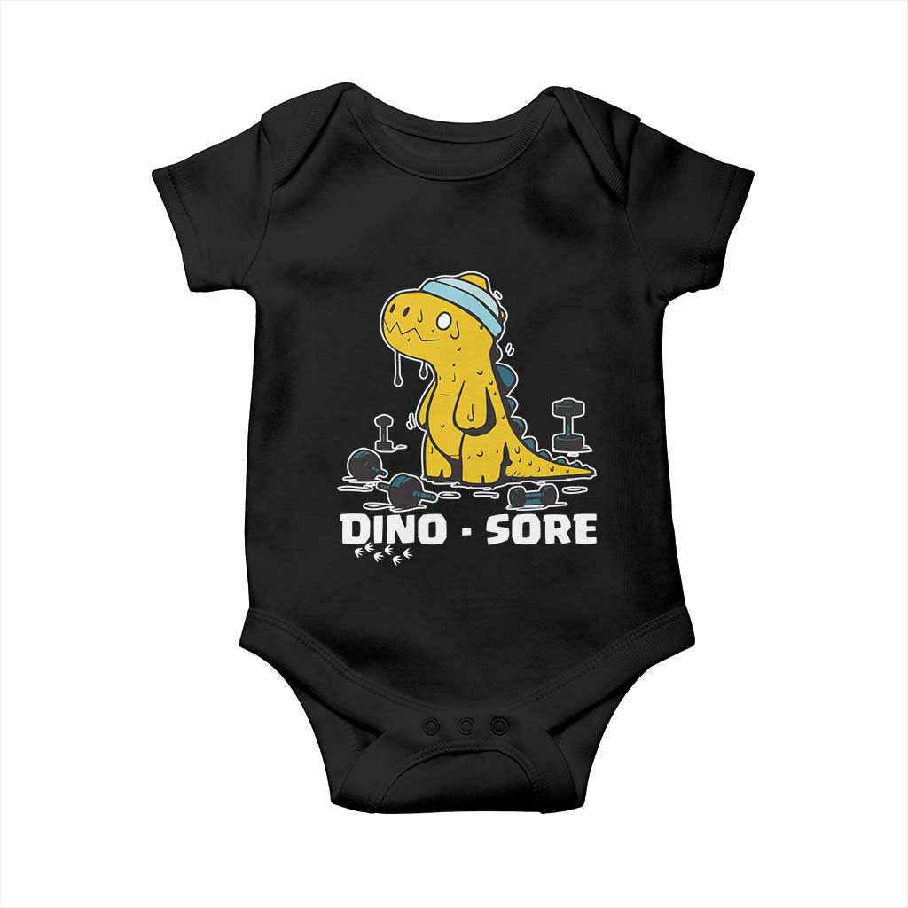 Dino Sore Baby Onesie Funny Dinosaur Workout Gift - Wonder Print Shop