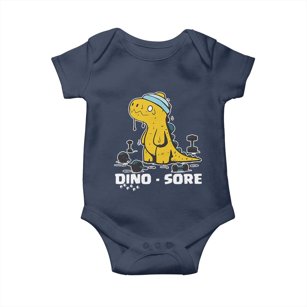 Dino Sore Baby Onesie Funny Dinosaur Workout Gift - Wonder Print Shop