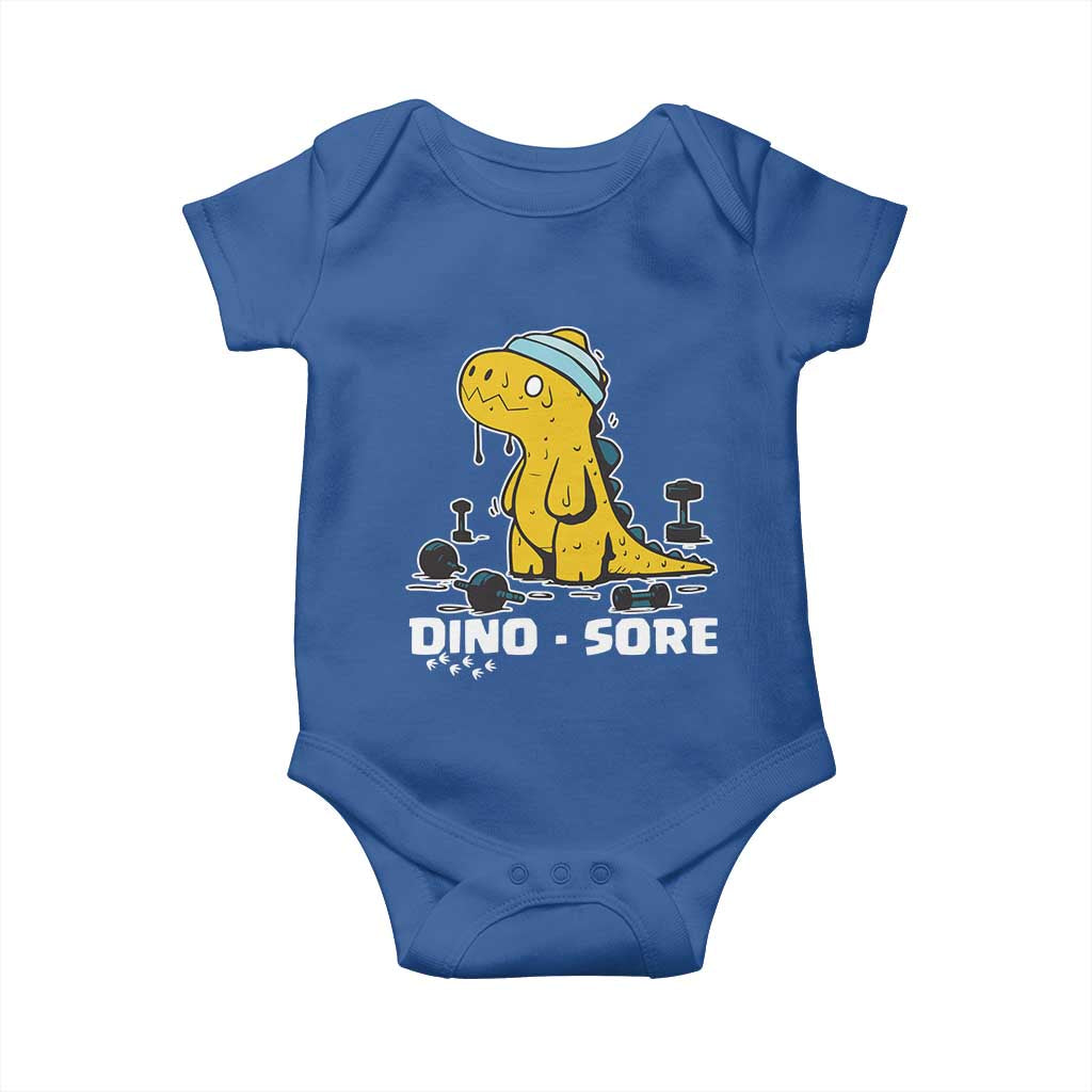 Dino Sore Baby Onesie Funny Dinosaur Workout Gift - Wonder Print Shop