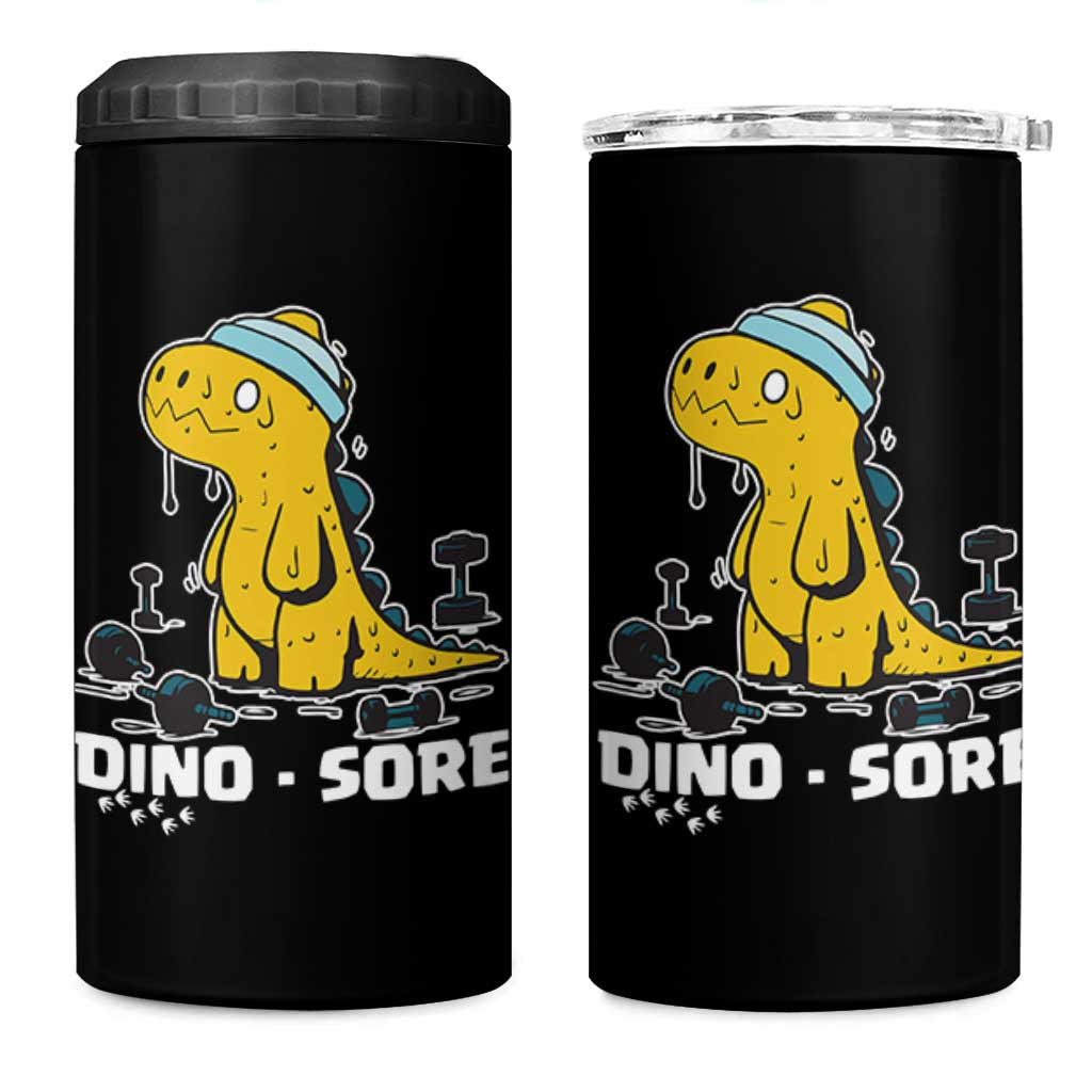 Dino Sore 4 in 1 Can Cooler Tumbler Funny Dinosaur Workout Gift