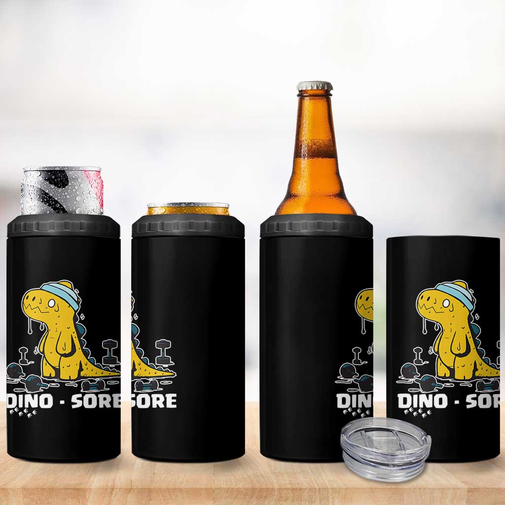 Dino Sore 4 in 1 Can Cooler Tumbler Funny Dinosaur Workout Gift