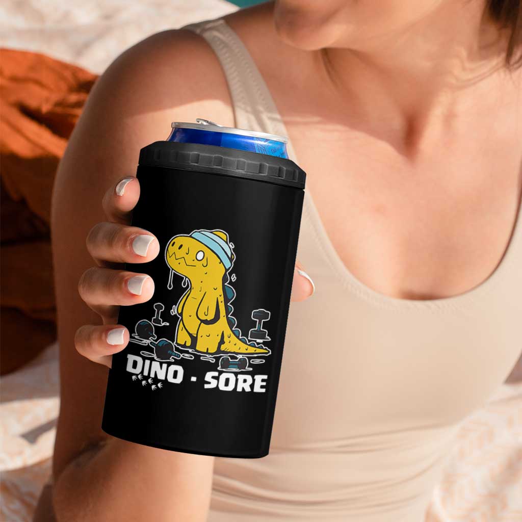 Dino Sore 4 in 1 Can Cooler Tumbler Funny Dinosaur Workout Gift