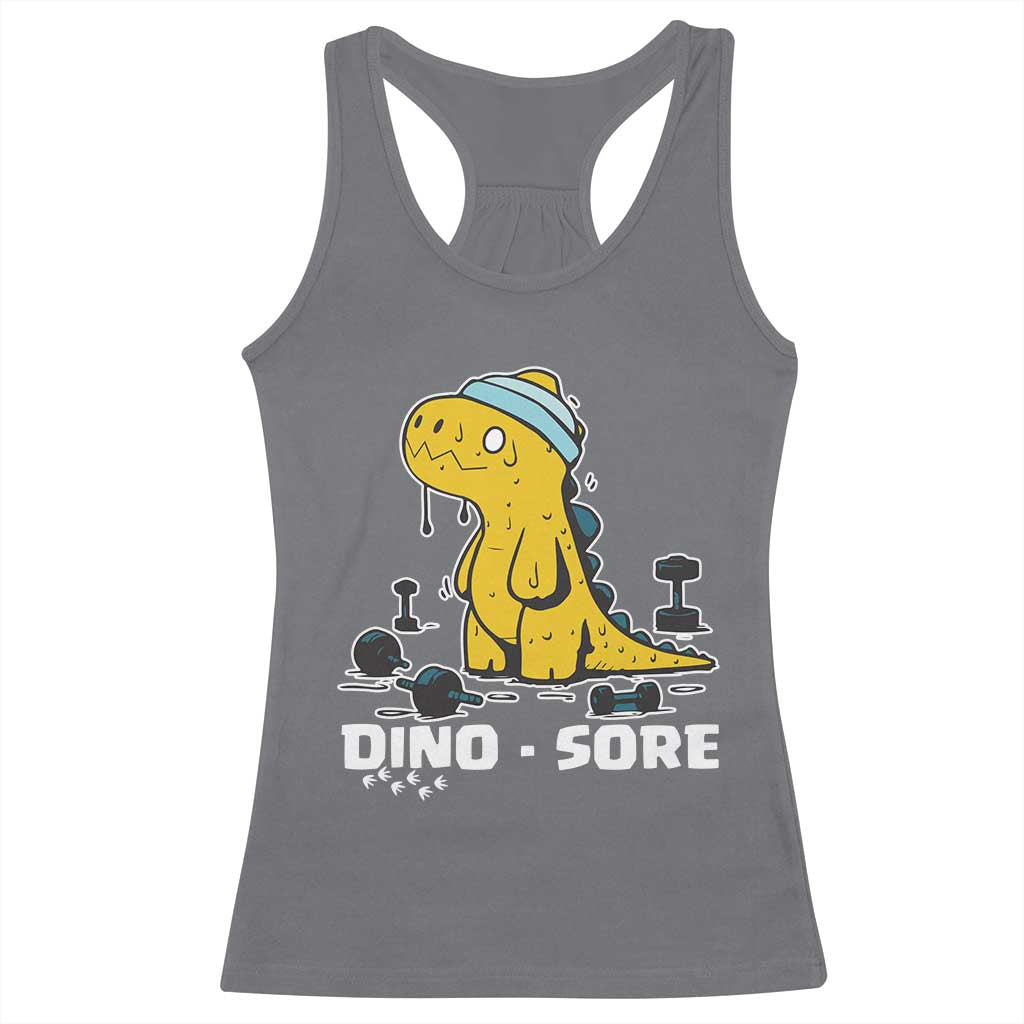Dino Sore Racerback Tank Top Funny Dinosaur Workout Gift - Wonder Print Shop