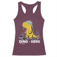 Dino Sore Racerback Tank Top Funny Dinosaur Workout Gift - Wonder Print Shop