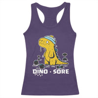 Dino Sore Racerback Tank Top Funny Dinosaur Workout Gift - Wonder Print Shop