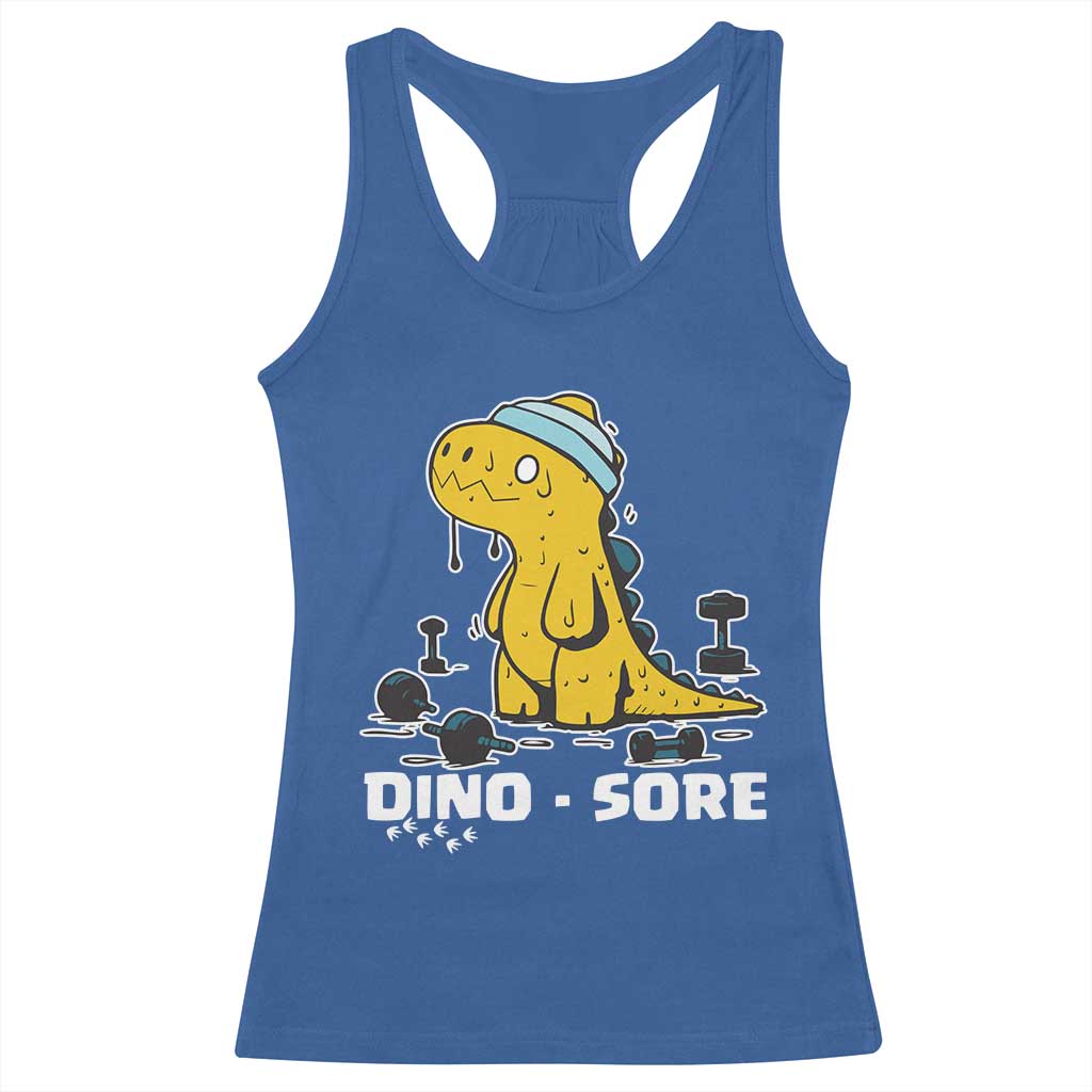 Dino Sore Racerback Tank Top Funny Dinosaur Workout Gift - Wonder Print Shop