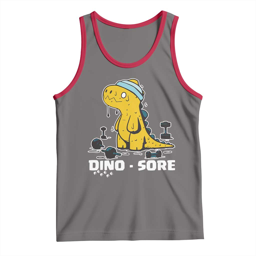 Dino Sore Tank Top Funny Dinosaur Workout Gift - Wonder Print Shop