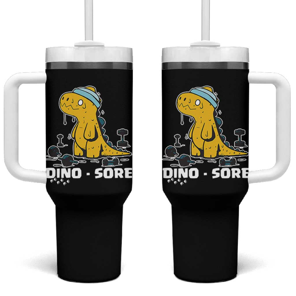 Dino Sore Tumbler With Handle Funny Dinosaur Workout Gift