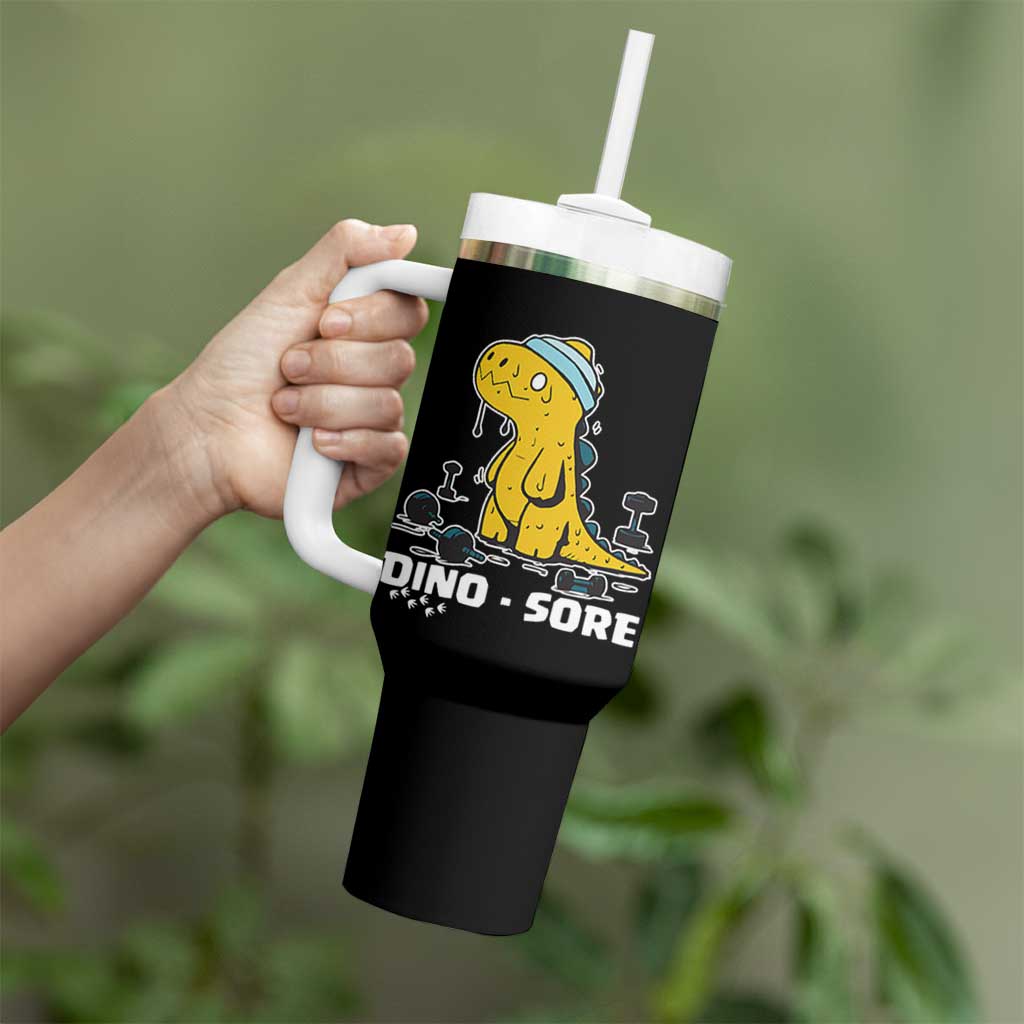 Dino Sore Tumbler With Handle Funny Dinosaur Workout Gift