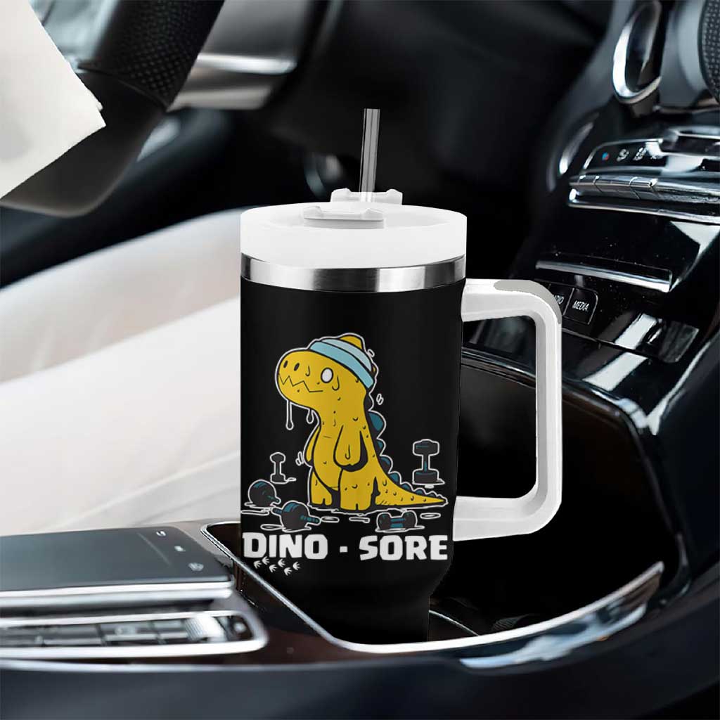 Dino Sore Tumbler With Handle Funny Dinosaur Workout Gift