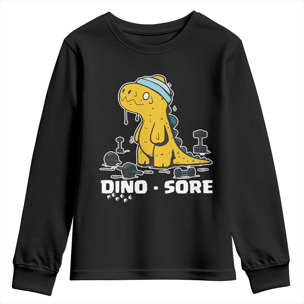 Dino Sore Youth Sweatshirt Funny Dinosaur Workout Gift - Wonder Print Shop