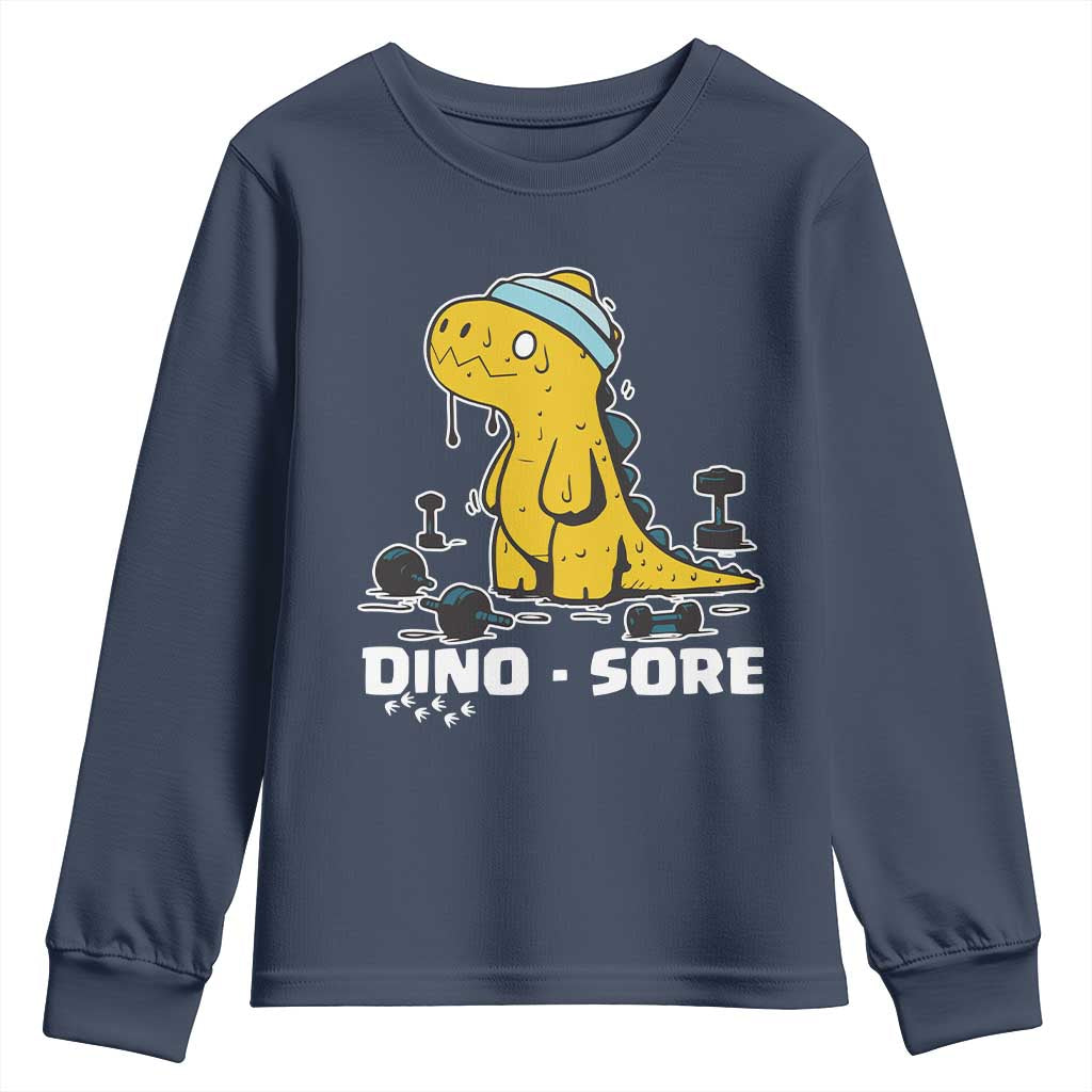 Dino Sore Youth Sweatshirt Funny Dinosaur Workout Gift - Wonder Print Shop