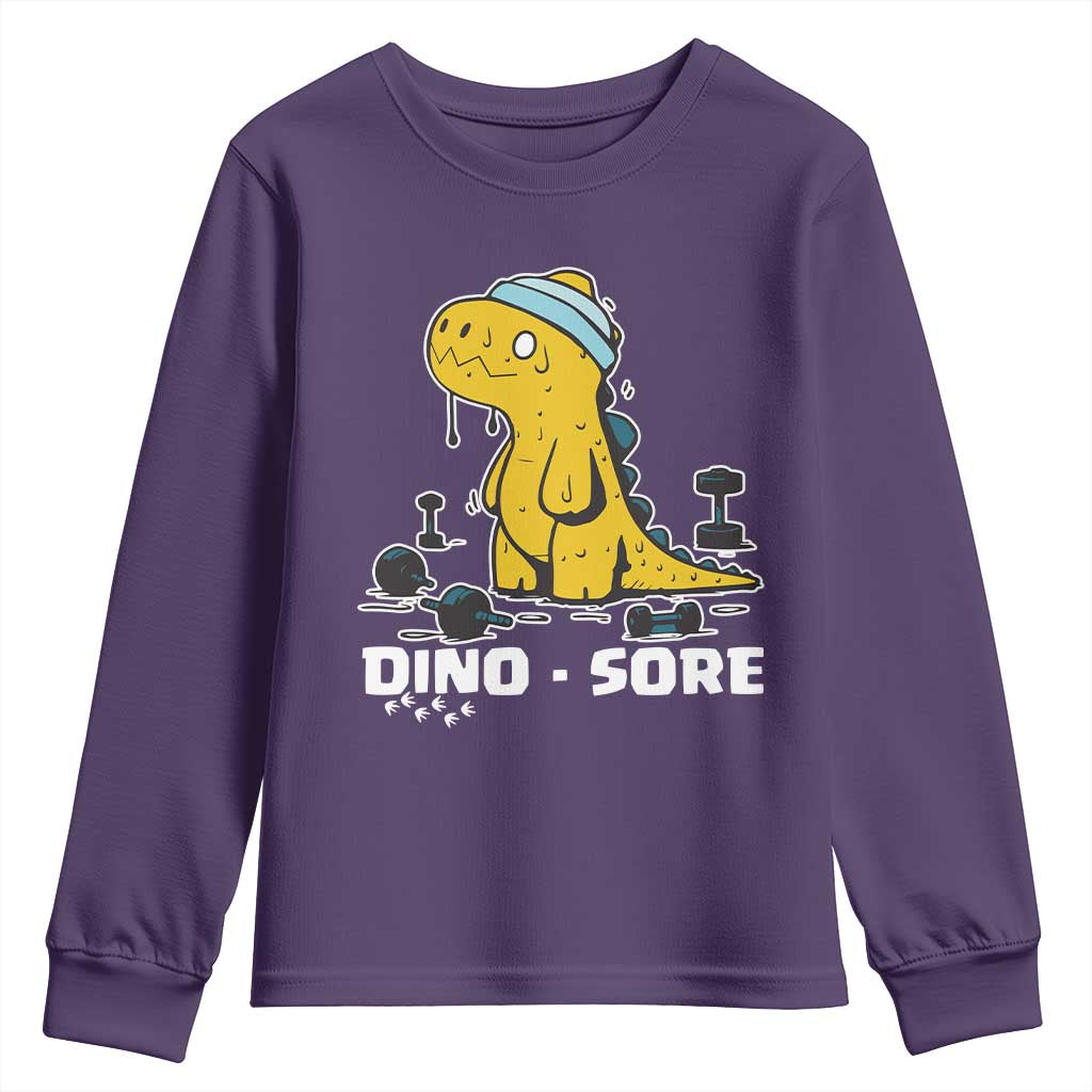 Dino Sore Youth Sweatshirt Funny Dinosaur Workout Gift - Wonder Print Shop