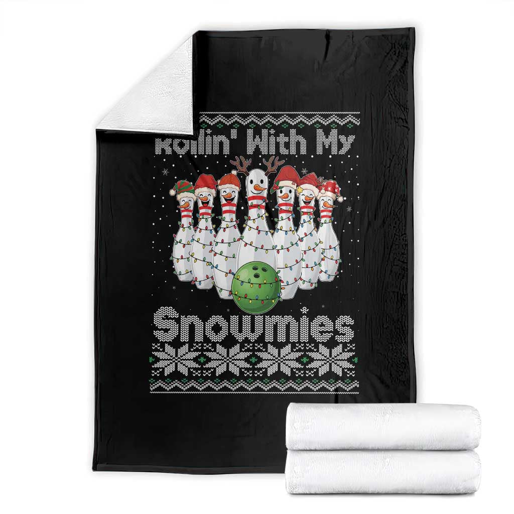 Rollin With My Snowmies Throw Blanket Funny Christmas Bowling Ugly Sweater Gift - Wonder Print Shop