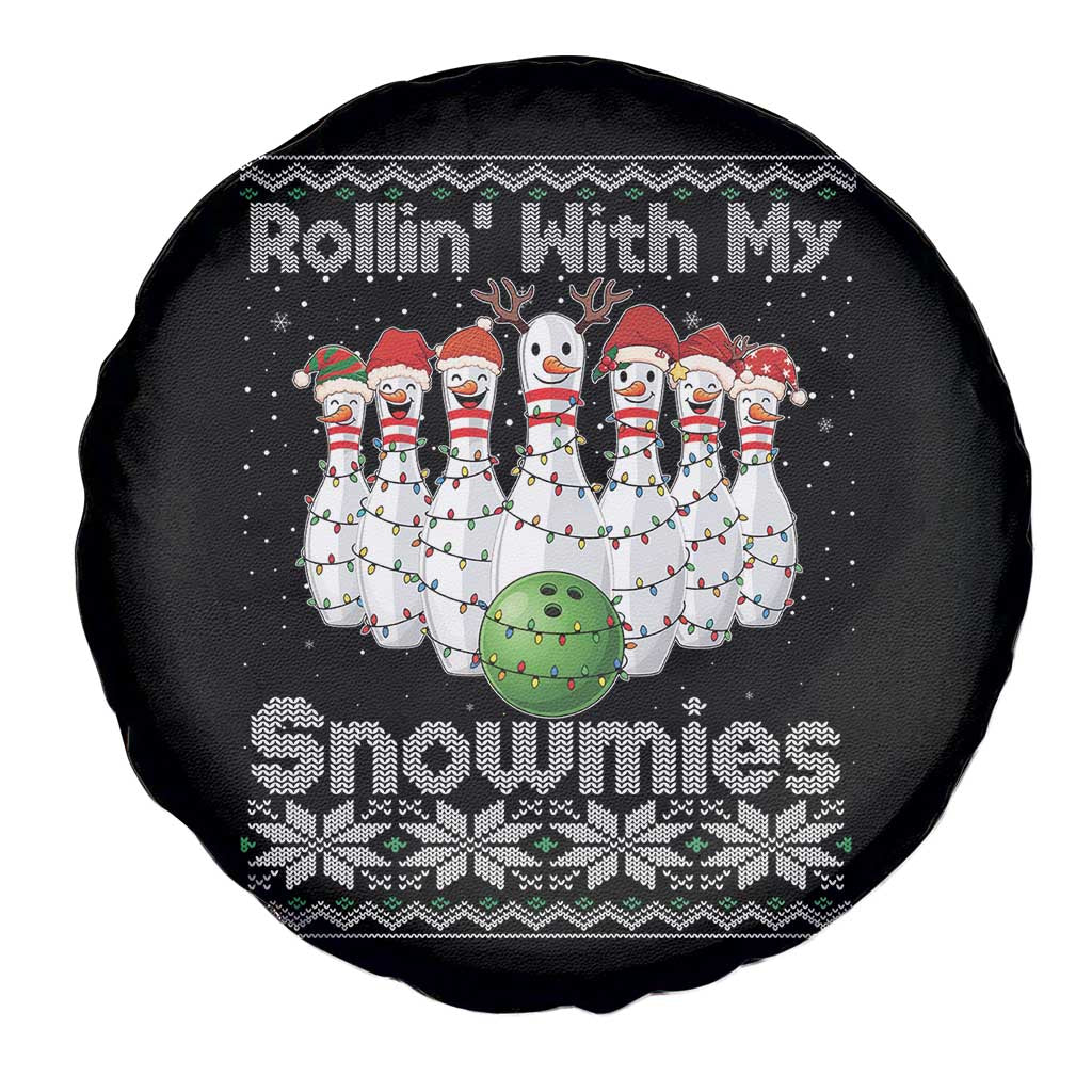Rollin With My Snowmies Spare Tire Cover Funny Christmas Bowling Ugly Sweater Gift - Wonder Print Shop