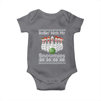 Rollin With My Snowmies Baby Onesie Funny Christmas Bowling Ugly Sweater Gift - Wonder Print Shop