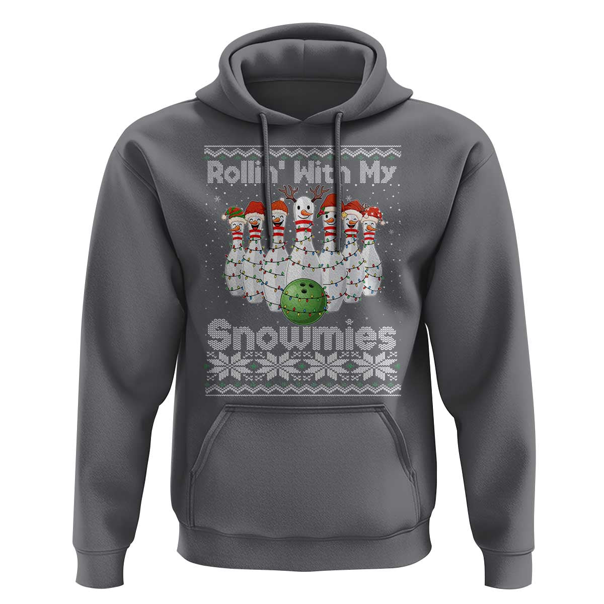 Rollin With My Snowmies Hoodie Funny Christmas Bowling Ugly Sweater Gift - Wonder Print Shop