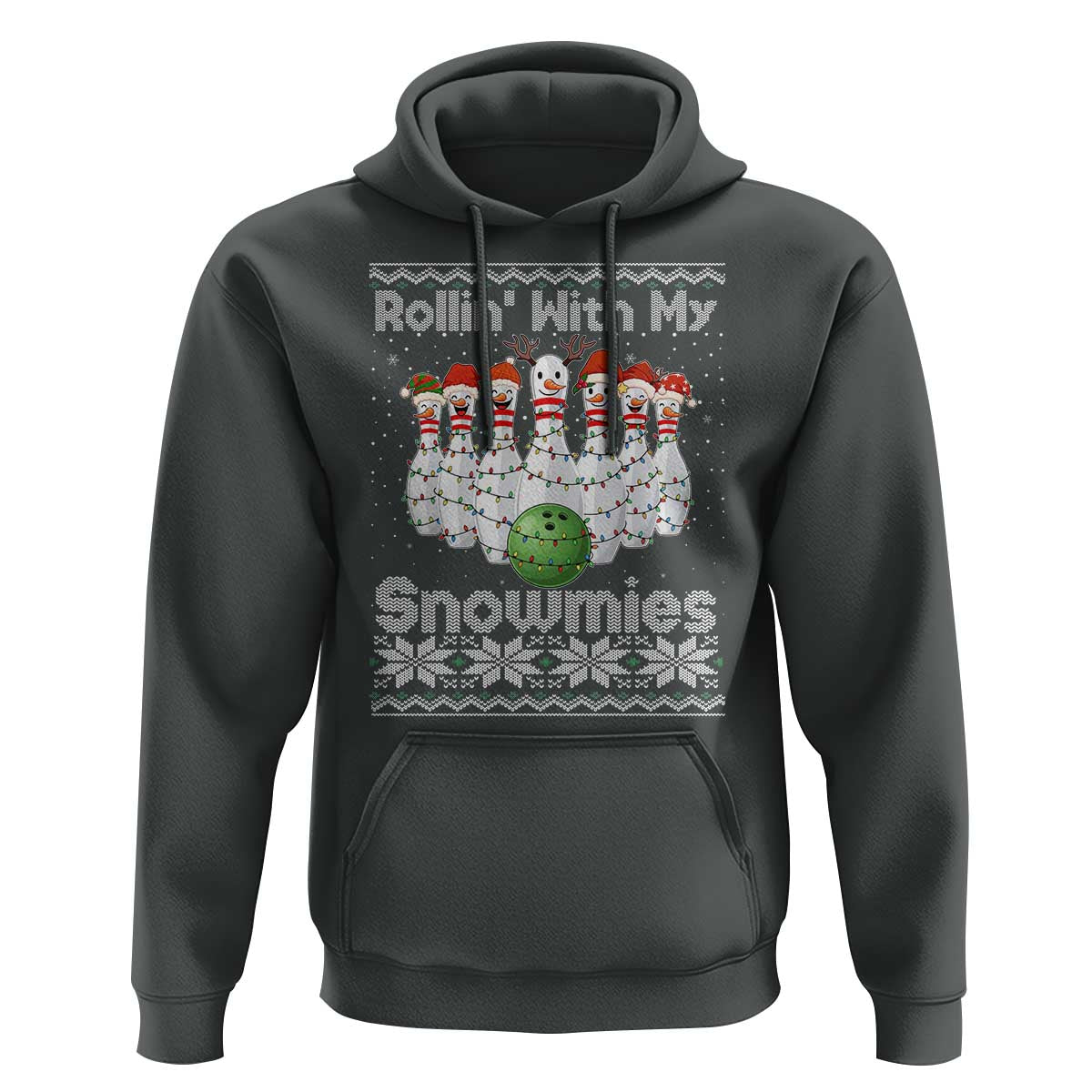 Rollin With My Snowmies Hoodie Funny Christmas Bowling Ugly Sweater Gift - Wonder Print Shop