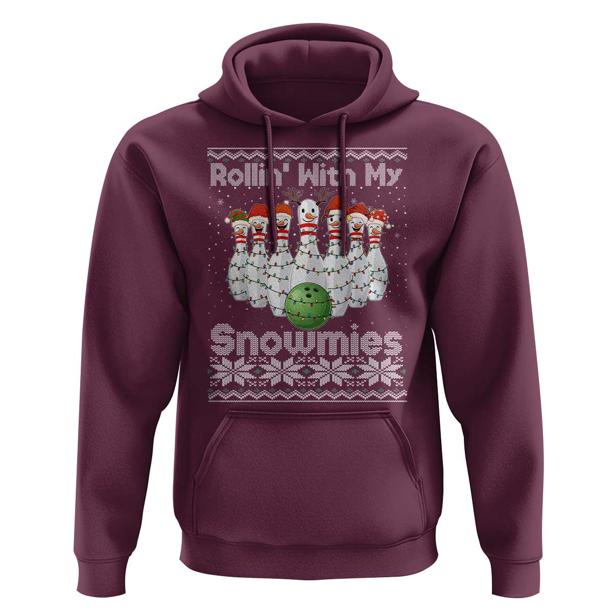 Rollin With My Snowmies Hoodie Funny Christmas Bowling Ugly Sweater Gift - Wonder Print Shop