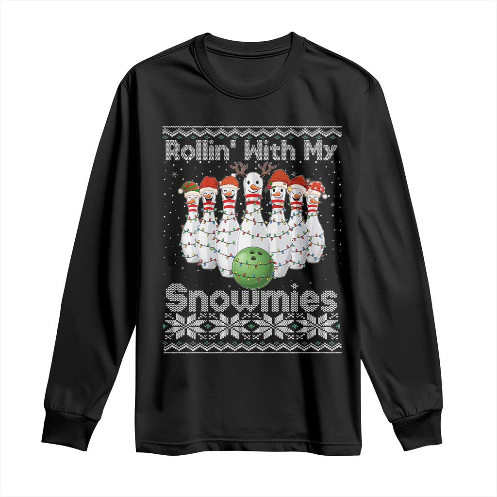 Rollin With My Snowmies Long Sleeve Shirt Funny Christmas Bowling Ugly Sweater Gift - Wonder Print Shop