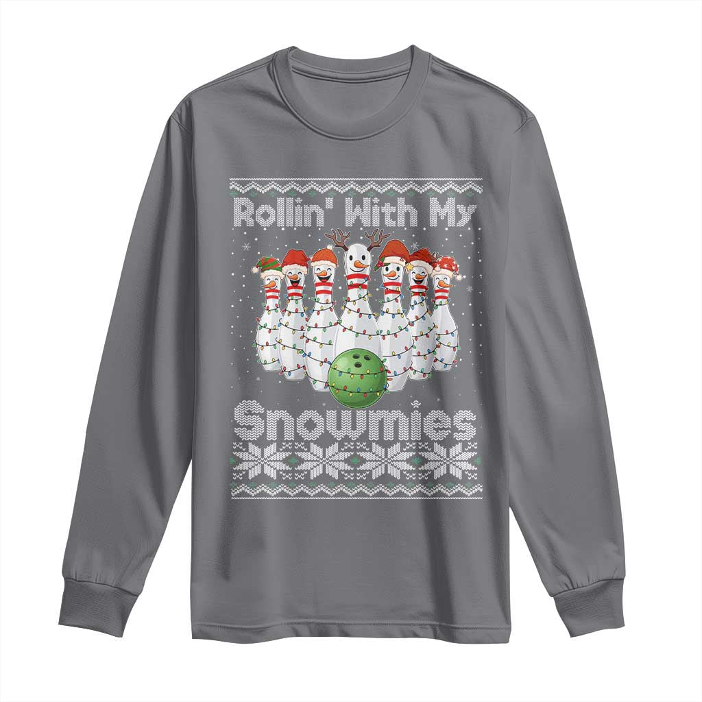 Rollin With My Snowmies Long Sleeve Shirt Funny Christmas Bowling Ugly Sweater Gift - Wonder Print Shop