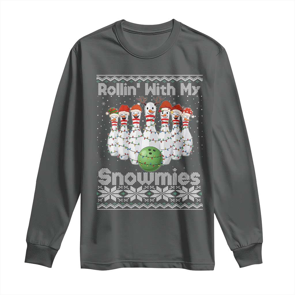 Rollin With My Snowmies Long Sleeve Shirt Funny Christmas Bowling Ugly Sweater Gift - Wonder Print Shop