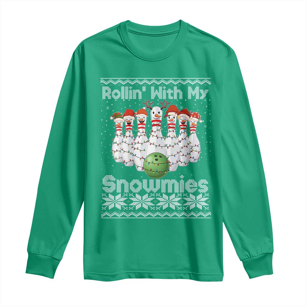 Rollin With My Snowmies Long Sleeve Shirt Funny Christmas Bowling Ugly Sweater Gift - Wonder Print Shop