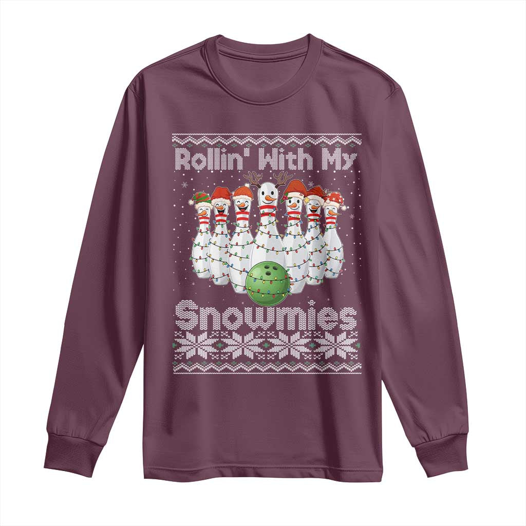 Rollin With My Snowmies Long Sleeve Shirt Funny Christmas Bowling Ugly Sweater Gift - Wonder Print Shop
