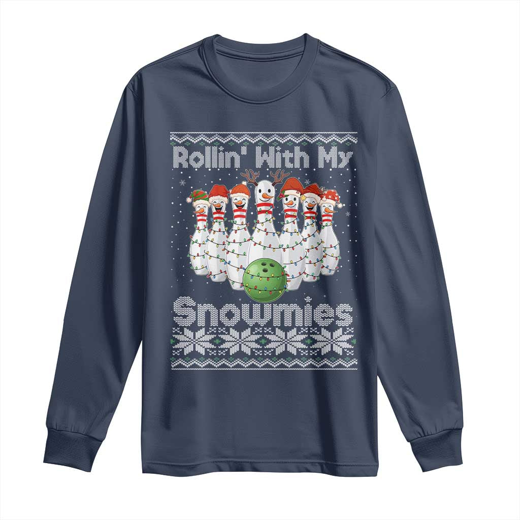 Rollin With My Snowmies Long Sleeve Shirt Funny Christmas Bowling Ugly Sweater Gift - Wonder Print Shop