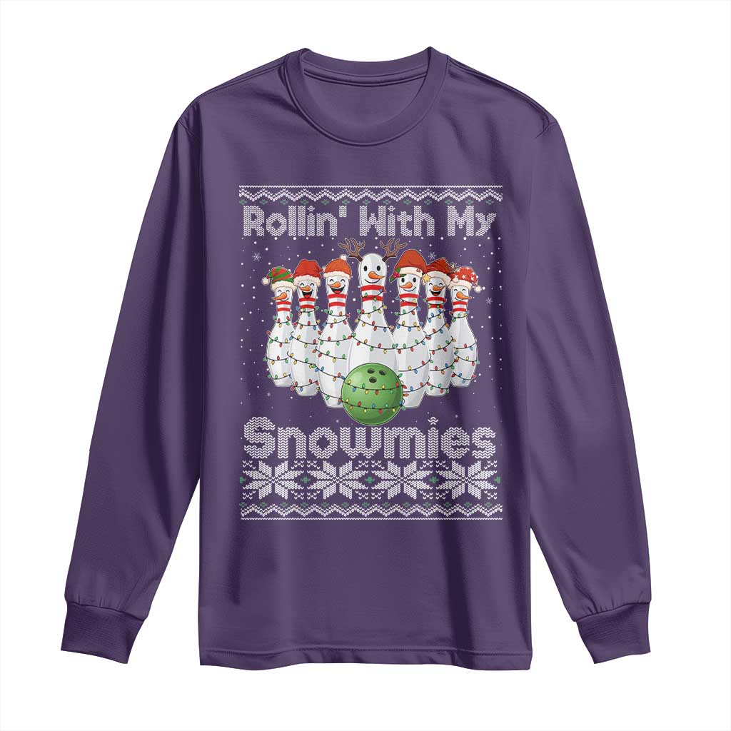 Rollin With My Snowmies Long Sleeve Shirt Funny Christmas Bowling Ugly Sweater Gift - Wonder Print Shop