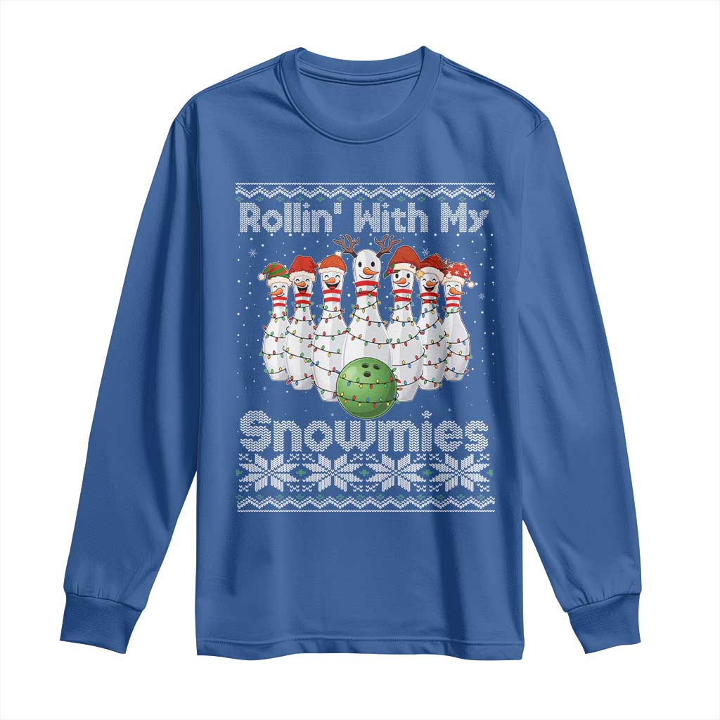 Rollin With My Snowmies Long Sleeve Shirt Funny Christmas Bowling Ugly Sweater Gift - Wonder Print Shop