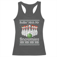 Rollin With My Snowmies Racerback Tank Top Funny Christmas Bowling Ugly Sweater Gift - Wonder Print Shop