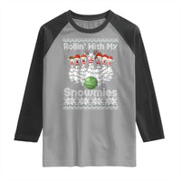 Rollin With My Snowmies Raglan Shirt Funny Christmas Bowling Ugly Sweater Gift - Wonder Print Shop