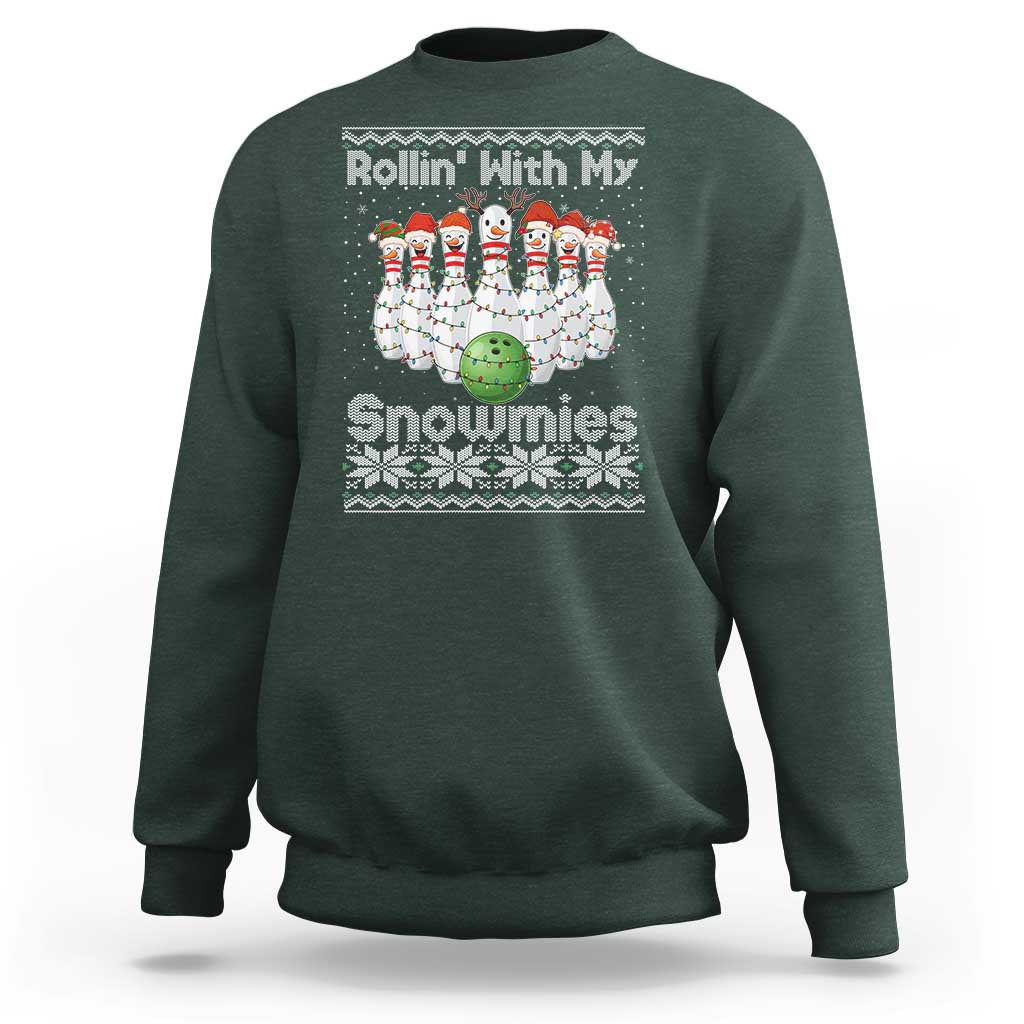Rollin With My Snowmies Sweatshirt Funny Christmas Bowling Ugly Sweater Gift - Wonder Print Shop