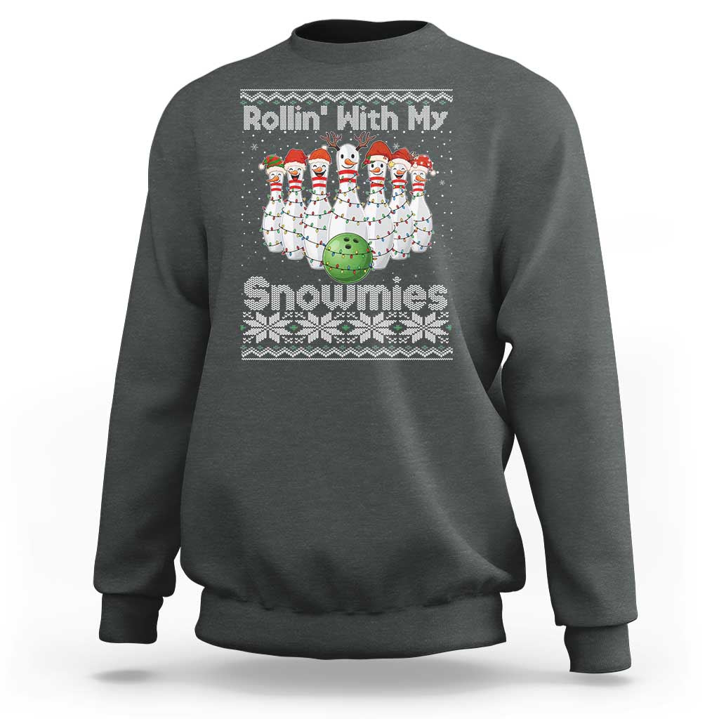 Rollin With My Snowmies Sweatshirt Funny Christmas Bowling Ugly Sweater Gift - Wonder Print Shop