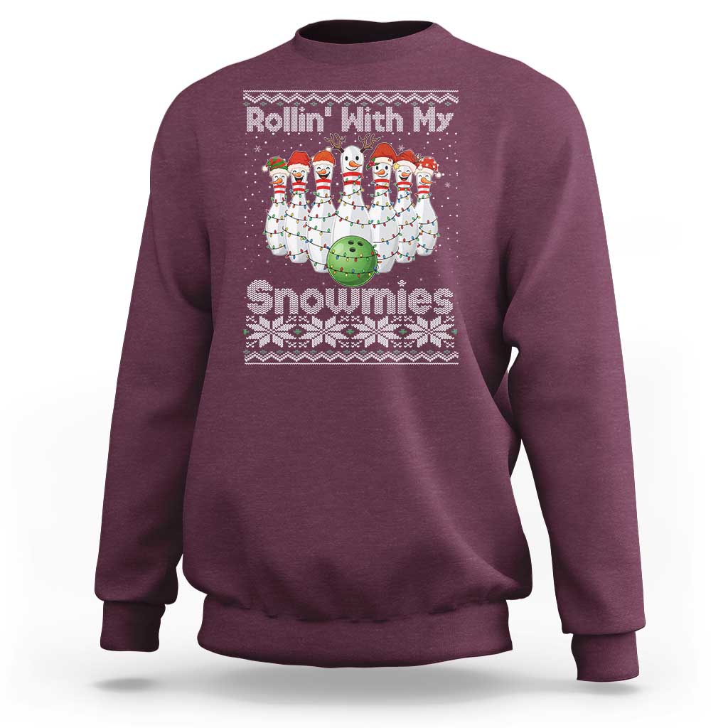 Rollin With My Snowmies Sweatshirt Funny Christmas Bowling Ugly Sweater Gift - Wonder Print Shop