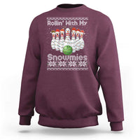 Rollin With My Snowmies Sweatshirt Funny Christmas Bowling Ugly Sweater Gift - Wonder Print Shop