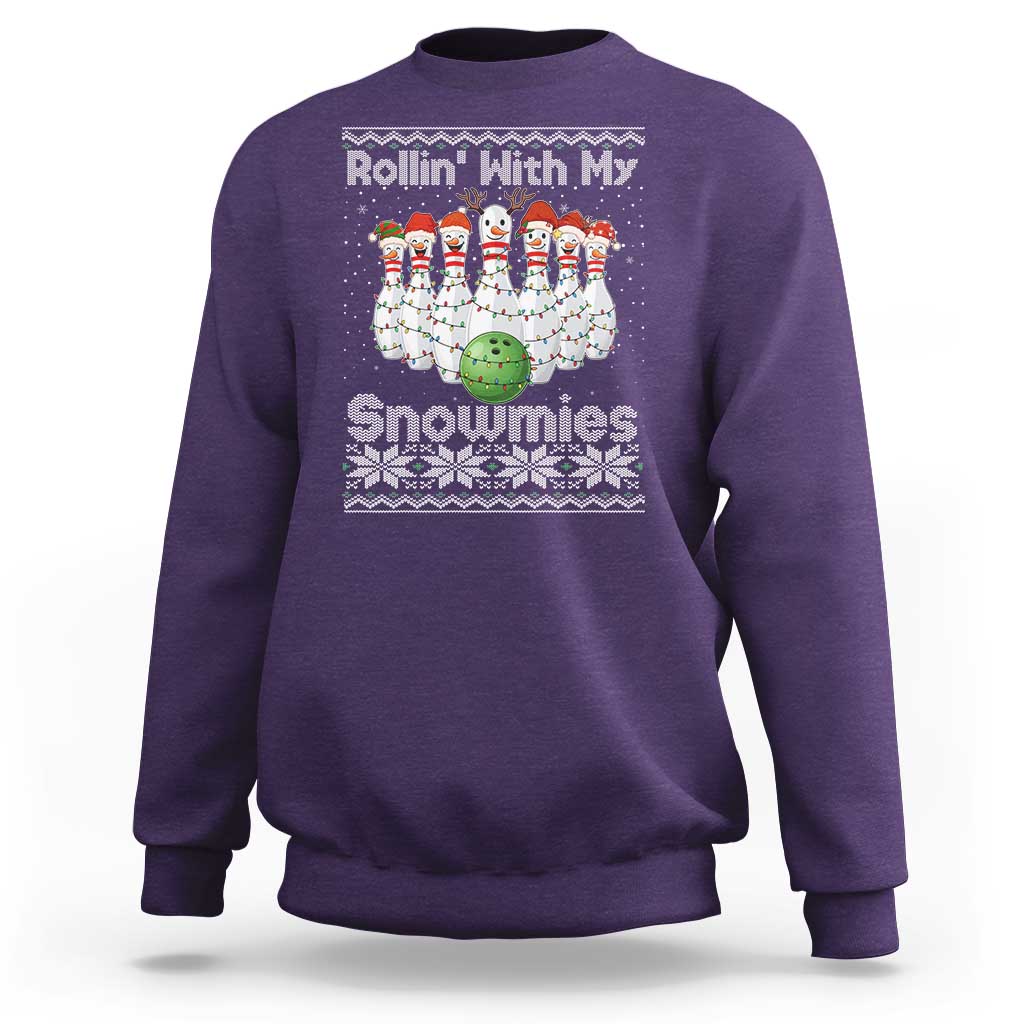 Rollin With My Snowmies Sweatshirt Funny Christmas Bowling Ugly Sweater Gift - Wonder Print Shop