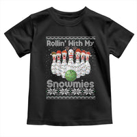 Rollin With My Snowmies Toddler T Shirt Funny Christmas Bowling Ugly Sweater Gift - Wonder Print Shop