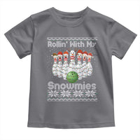 Rollin With My Snowmies Toddler T Shirt Funny Christmas Bowling Ugly Sweater Gift - Wonder Print Shop
