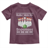 Rollin With My Snowmies Toddler T Shirt Funny Christmas Bowling Ugly Sweater Gift - Wonder Print Shop