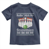 Rollin With My Snowmies Toddler T Shirt Funny Christmas Bowling Ugly Sweater Gift - Wonder Print Shop