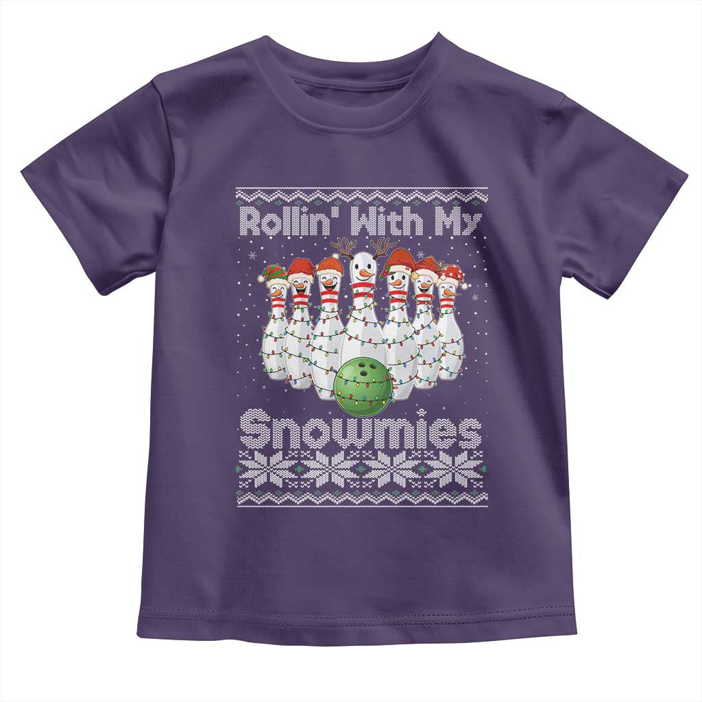 Rollin With My Snowmies Toddler T Shirt Funny Christmas Bowling Ugly Sweater Gift - Wonder Print Shop