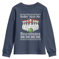 Rollin With My Snowmies Youth Sweatshirt Funny Christmas Bowling Ugly Sweater Gift - Wonder Print Shop
