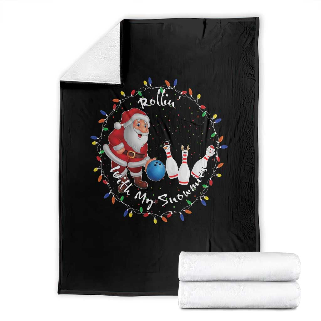 Rollin With My Snowmies Throw Blanket Bowling Xmas Gift - Wonder Print Shop