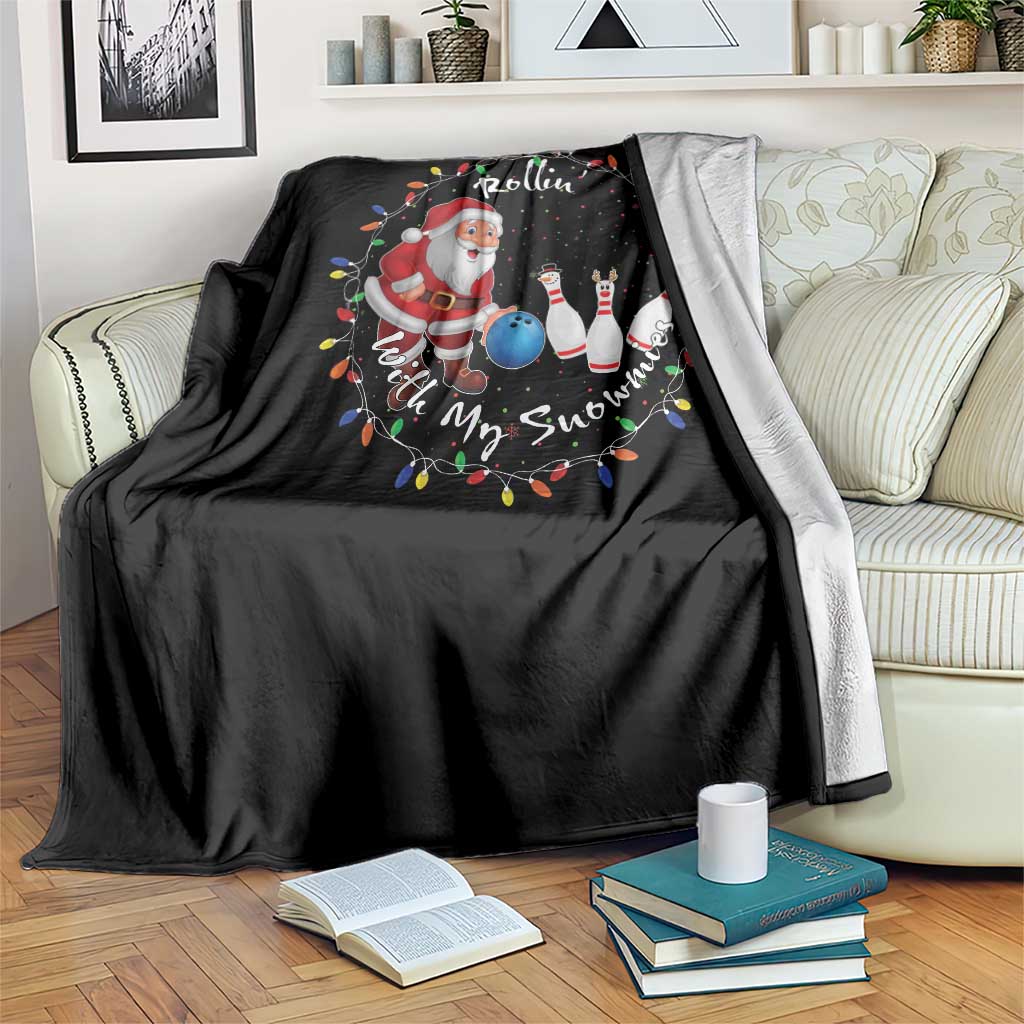 Rollin With My Snowmies Throw Blanket Bowling Xmas Gift - Wonder Print Shop